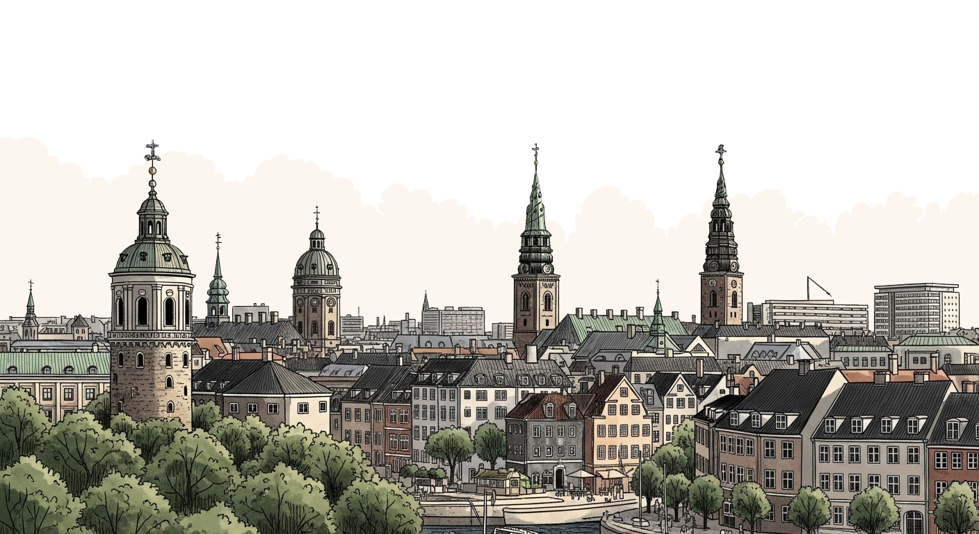 Illustrated Copenhagen skyline